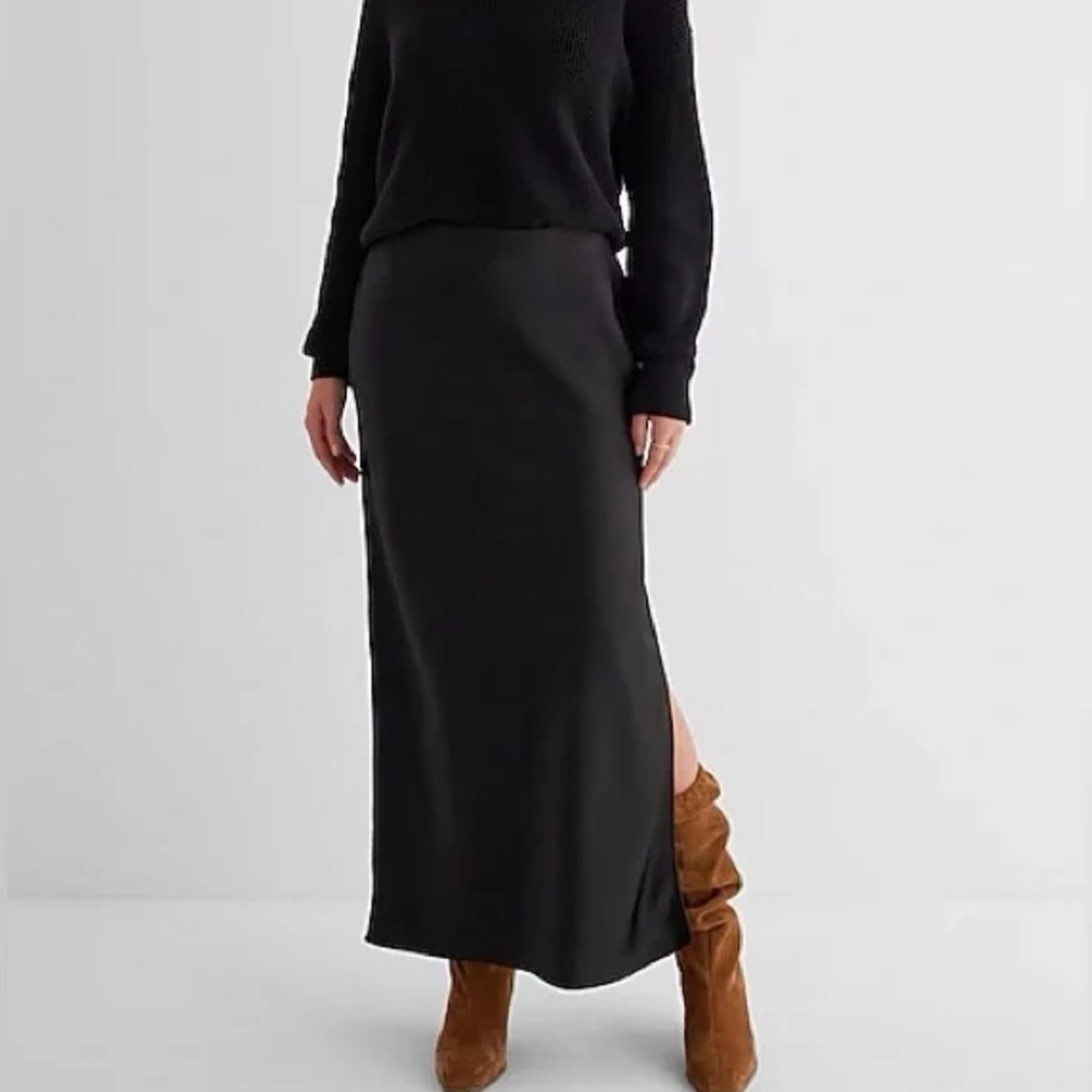 Express Black Maxi Pencil Skirt with Slit